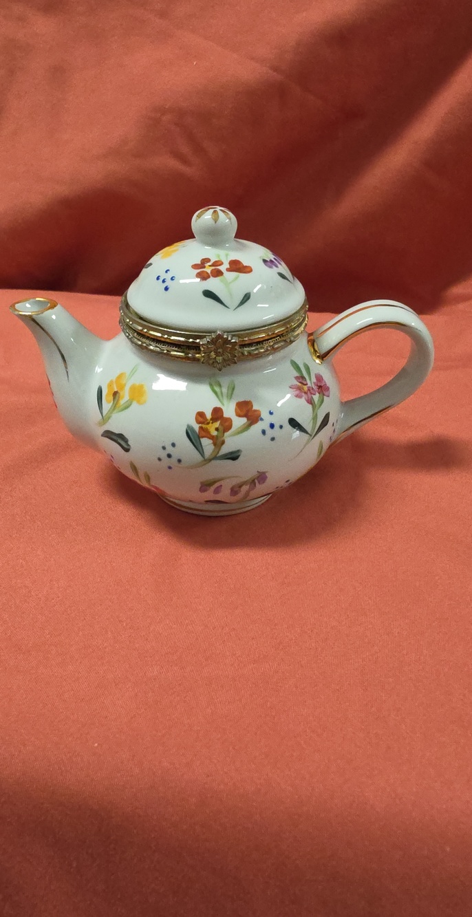 Vintage Formalities By Baum Bros Teapot Trinket Hinged Box Porcelain